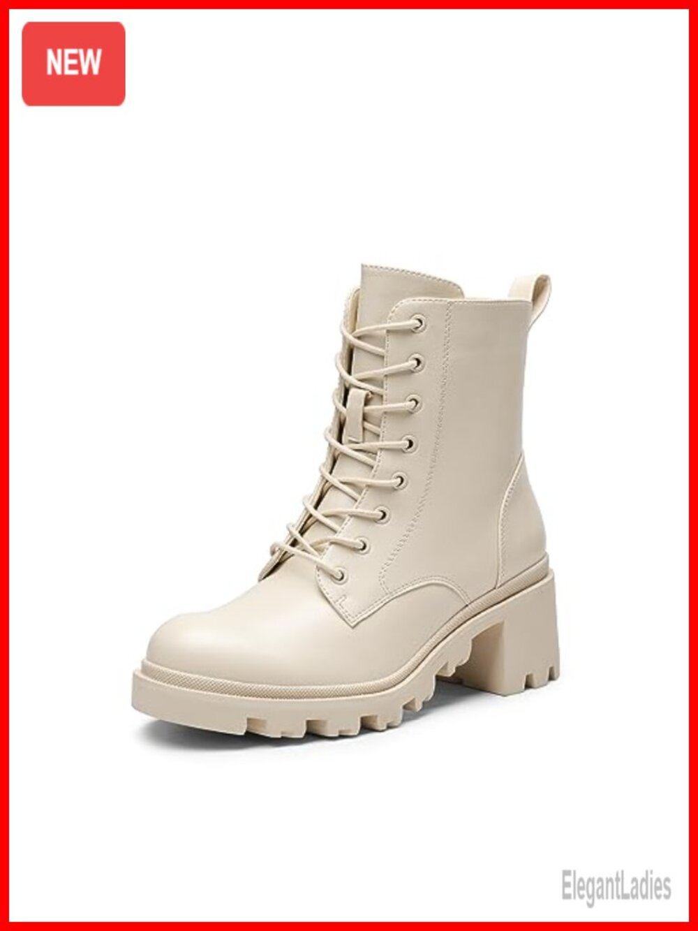 Ankle Boots Lace Up Combat Booties Faux Leather
